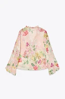 FLORAL PRINT RUFFLE SHIRT