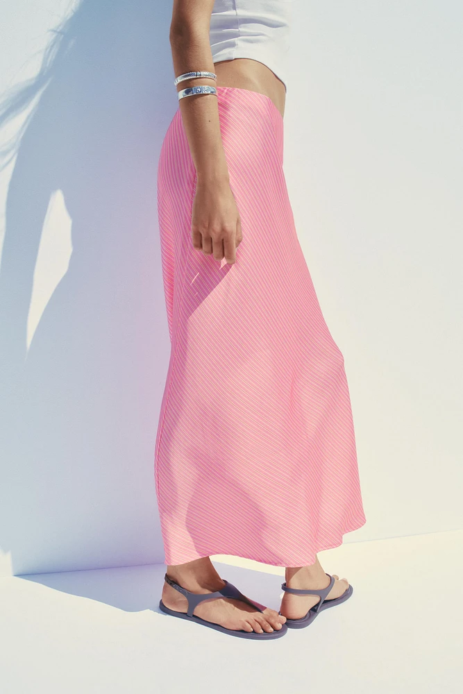 STRIPED SATIN MIDI SKIRT