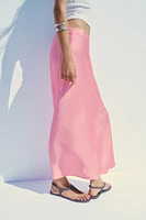 STRIPED SATIN MIDI SKIRT