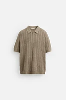 CABLE KNIT POLO SHIRT