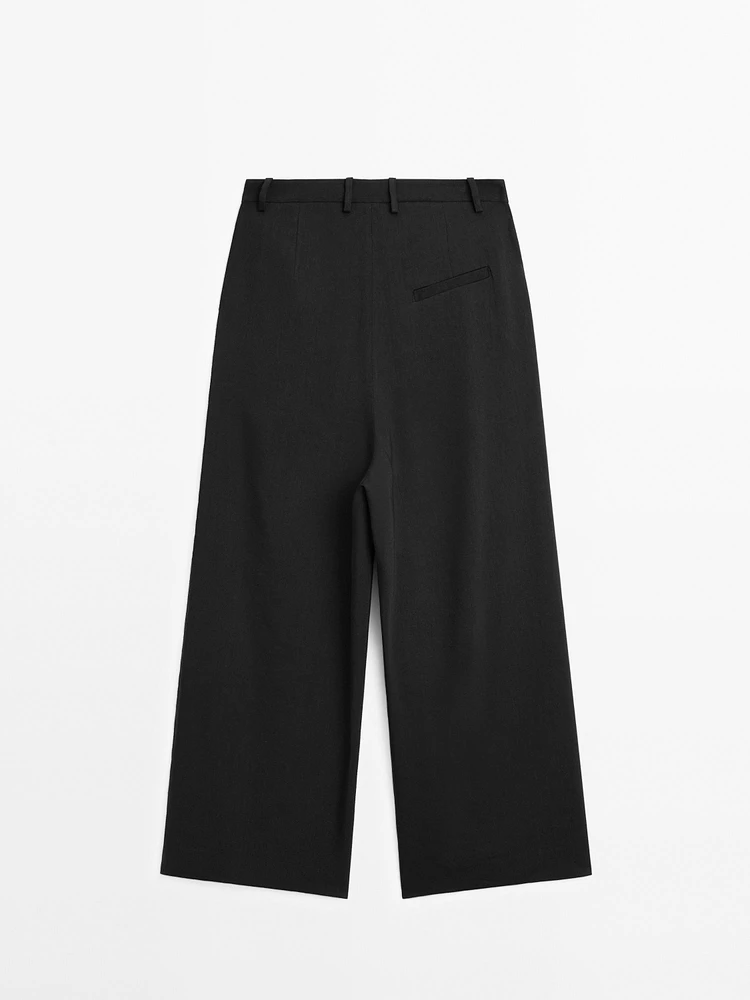 Pantalon fluide lin à pinces