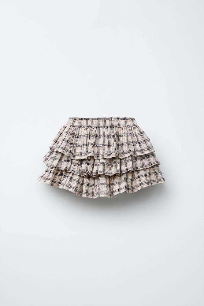 PLAID RUFFLE SKIRT