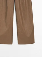 Linen blend wide-leg trousers with darts - Studio