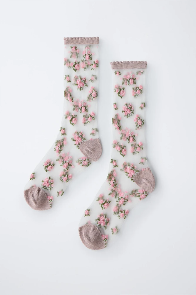 CHAUSSETTES TULLE FLEURS