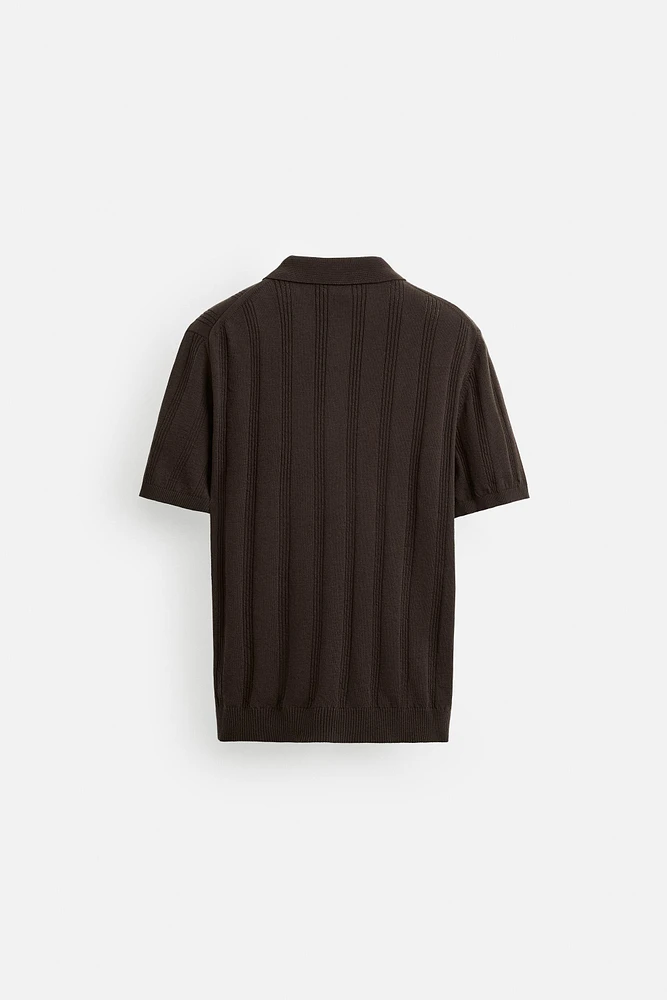 RIBBED KNIT POLO SHIRT