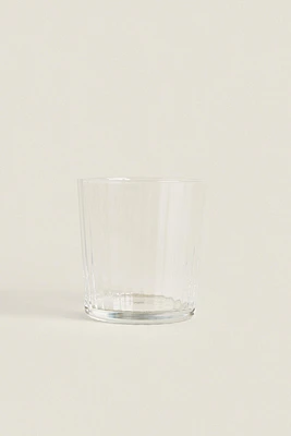 GLASS TUMBLER WITH LINE DESIGN