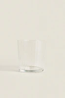 GLASS TUMBLER WITH LINE DESIGN