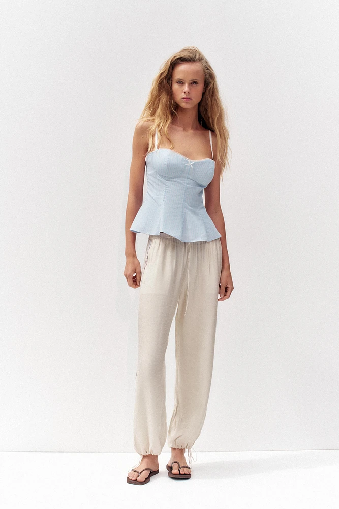 POPLIN PEPLUM BOW TOP