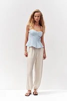 POPLIN PEPLUM BOW TOP
