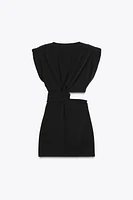 CUT OUT SHOULDER PAD DRESS