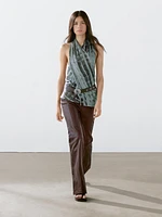 Print top with surplice neckline