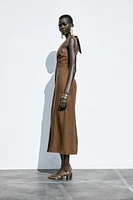 LINEN BUCKLE MIDI DRESS