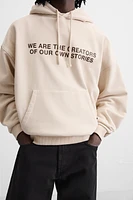 WASHED TEXT HOODIE SWEATSHIRT