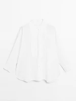 Linen blend shirt with thin pintucks