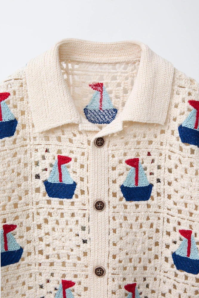 CROCHET BOAT KNIT SHIRT