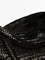 Sac mi-tote tressé en cuir nappa