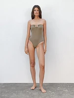 Maillot de bain bandeau pièce métallique