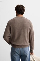 TEXTURED WOOL BLEND SWEATER