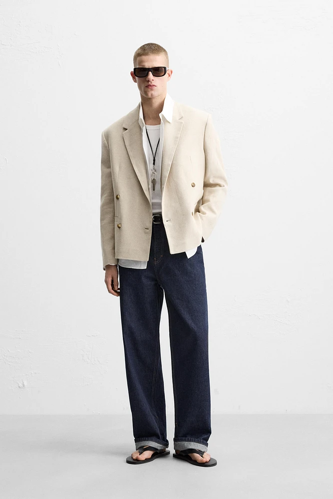 VESTE DE COSTUME CROISÉE EN LIN