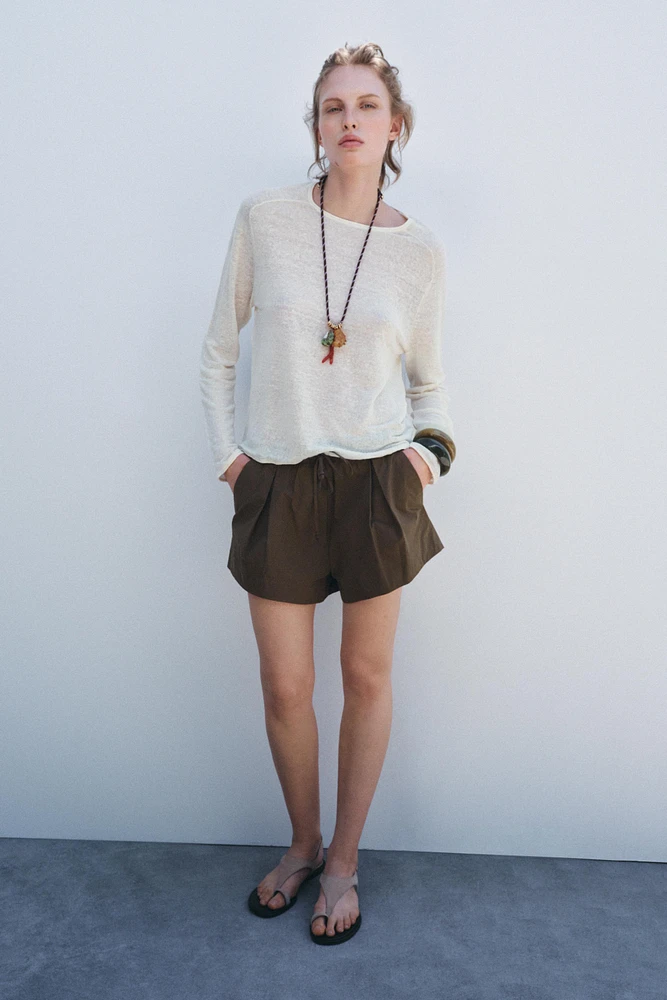 LINEN BLEND KNIT SWEATER