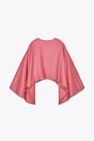 ASYMMETRIC LINEN BLEND CAPE KIMONO