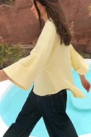 CHEMISE À MANCHES LARGES AVEC LIN