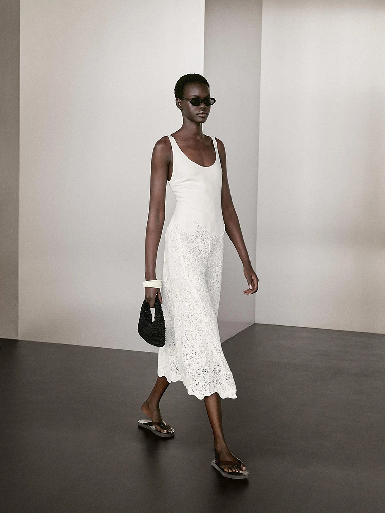 Robe midi ample en coton mélangé