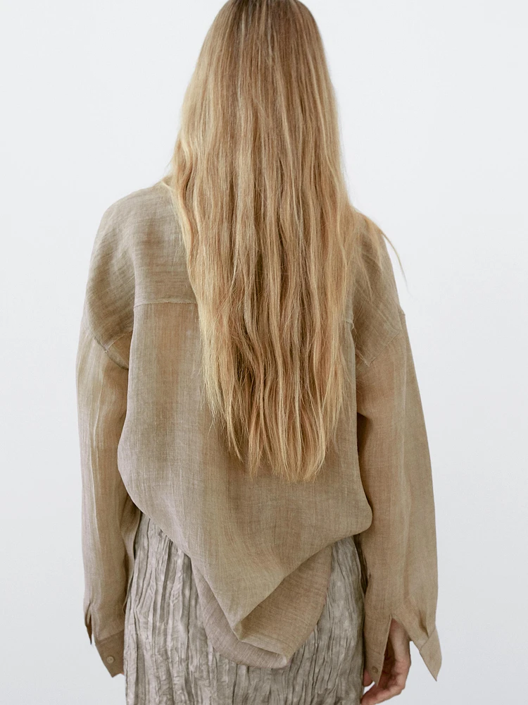 Flowing maltinto ramie blend shirt