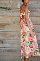 ROBE MIDI IMPRIMÉE PATCHWORK AVEC LIN