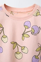 FRUIT PRINT T-SHIRT AND BIKER LEGGINGS SET
