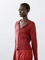 Cardigan manches longues 100 % lin