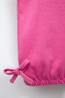 BOW T-SHIRT AND RIBBED BIKER LEGGINGS JOGGING SET