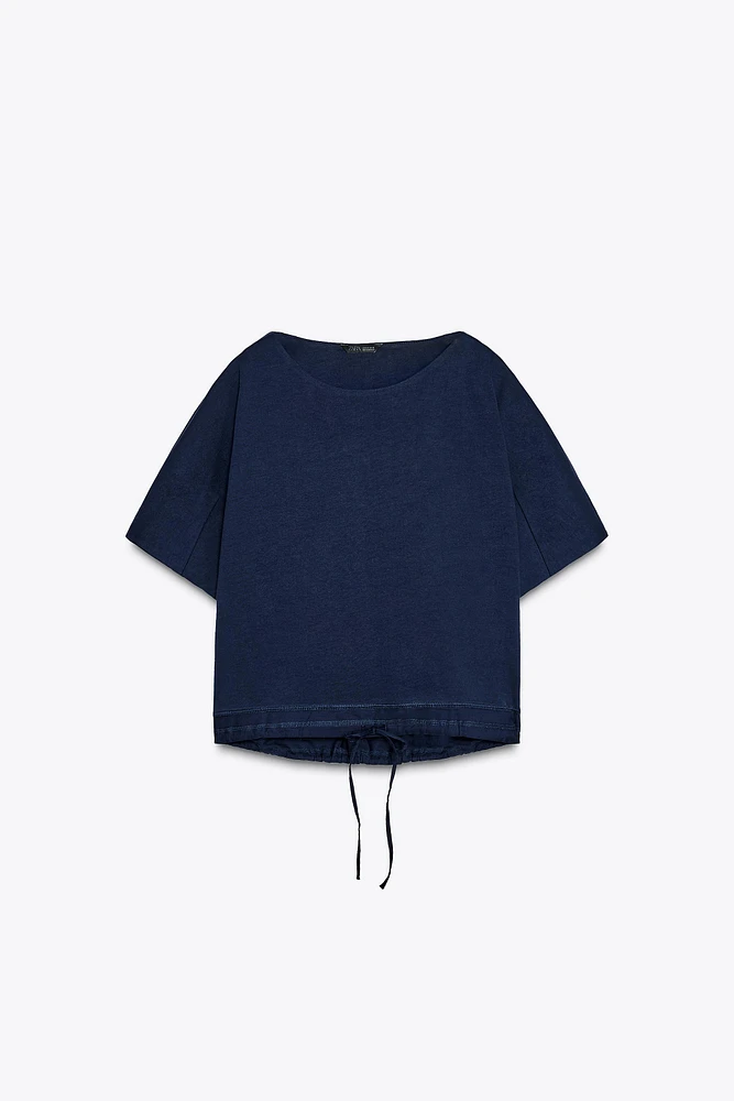 GATHERED COTTON T-SHIRT