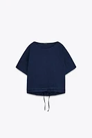 GATHERED COTTON T-SHIRT