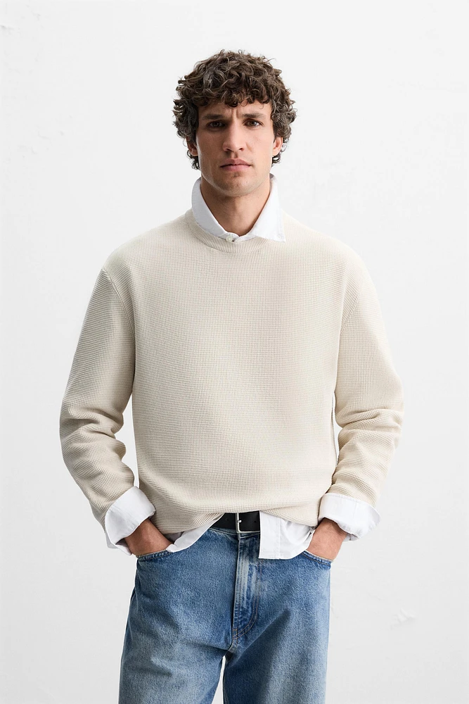 BASIC TEXTURED KNIT SWEATER