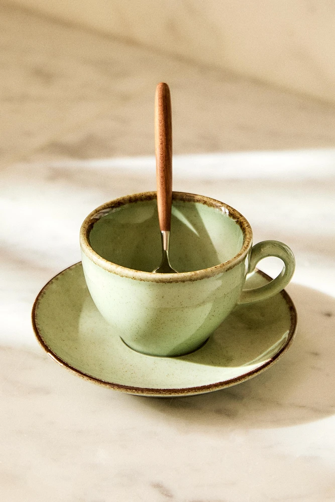 TASSE À THÉ PORCELAINE BORD EFFET ANTIQUE
