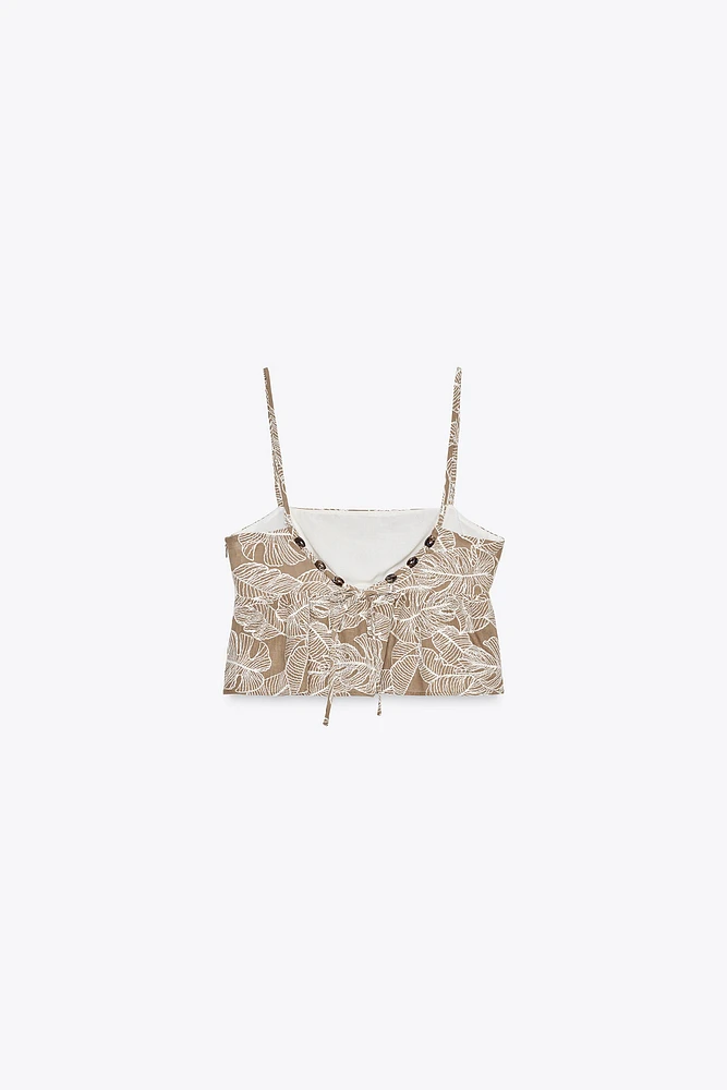 EMBROIDERED CROP TOP