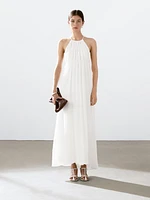 Robe longue plissée froncée
