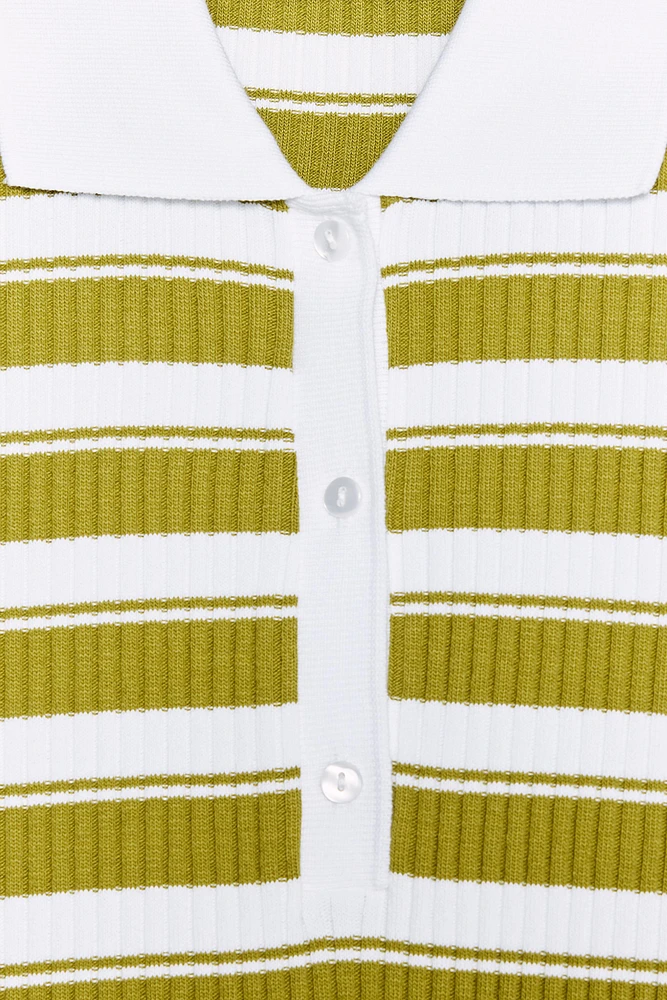 STRIPED RIBBED POLO SHIRT