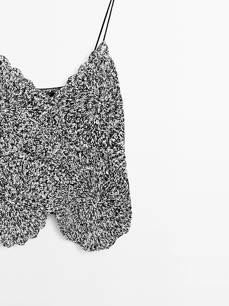 Top crochet en maille moulinée