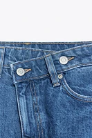 BERMUDA EN JEAN TRF COUPE MOM TAILLE HAUTE CROISÉE
