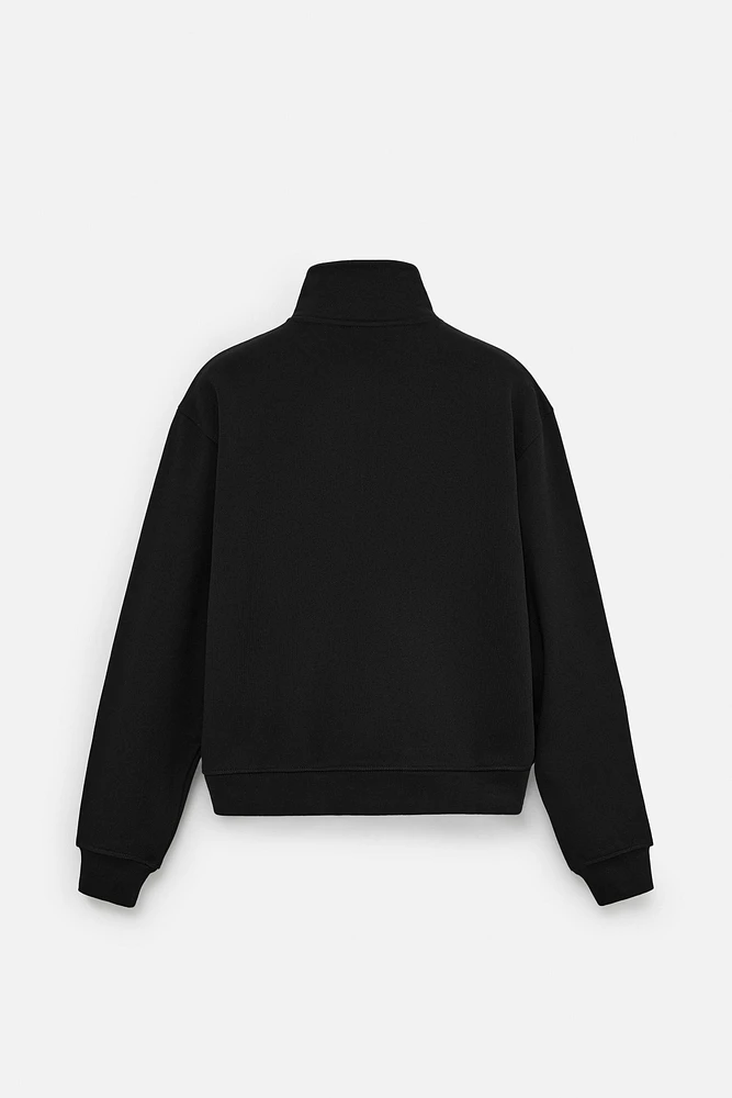 ZIPPERED COLLAR HEAVY WEIGHT SWEATSHIRT