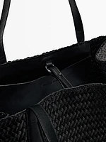 Grand sac satchel tressé en cuir nappa