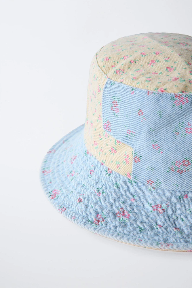 PATCHWORK FLORAL BUCKET HAT