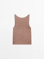 Strappy top with linen fabric detail