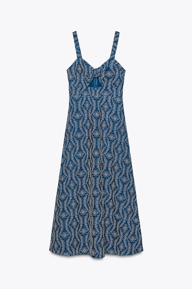ROBE MIDI BRODERIES AJOURÉES EFFET GOMME