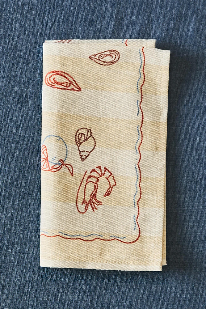 SERVIETTES DE TABLE BANDES PRINT VAISSELLE (LOT DE 2)