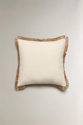 HOUSSE DE COUSSIN FRANGES JUTE
