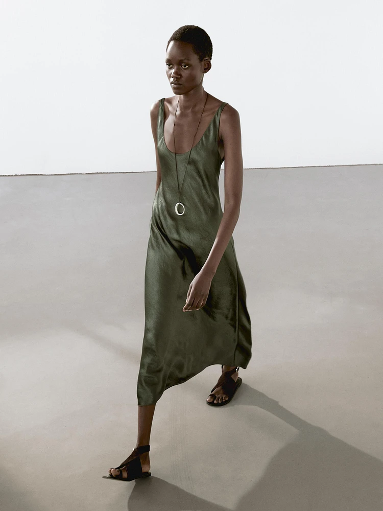 Long flowing satin dress