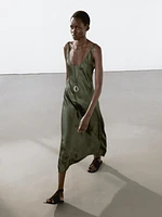 Long flowing satin dress